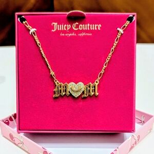 New Juicy Couture MOM Bling Heart Necklace Mother's Day